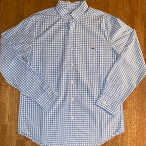 Blue checkered button down